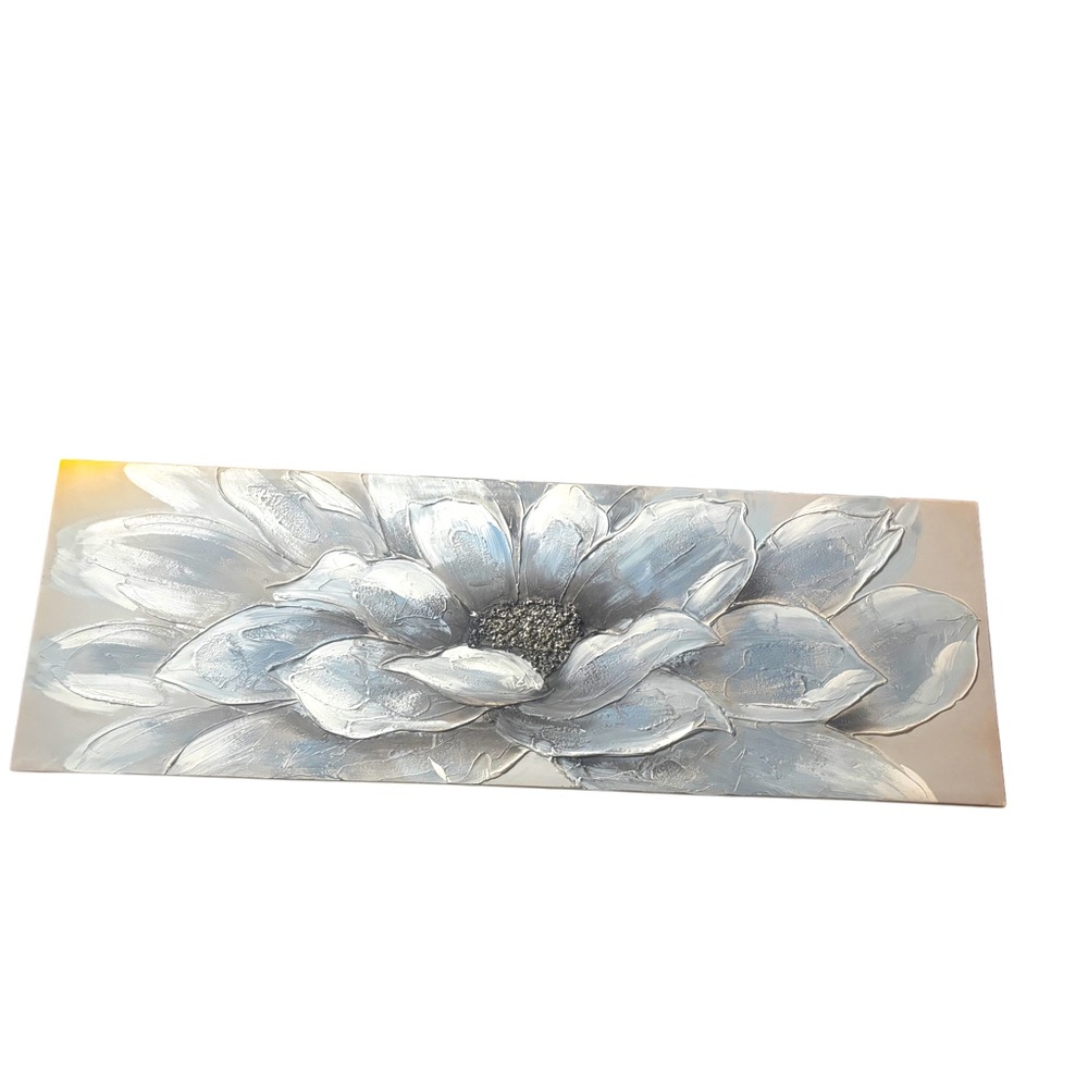 Elegant White, Gray, and blue Floral Canvas Art